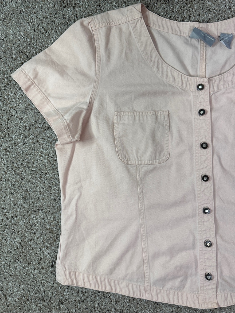 First Issue Light Pink Button-Front Short Sleeve Top - Picture 2 of 13